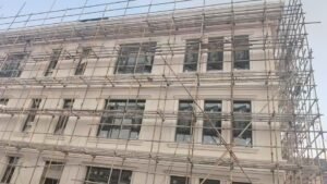 natural limestone facade cladding on modern building exterior